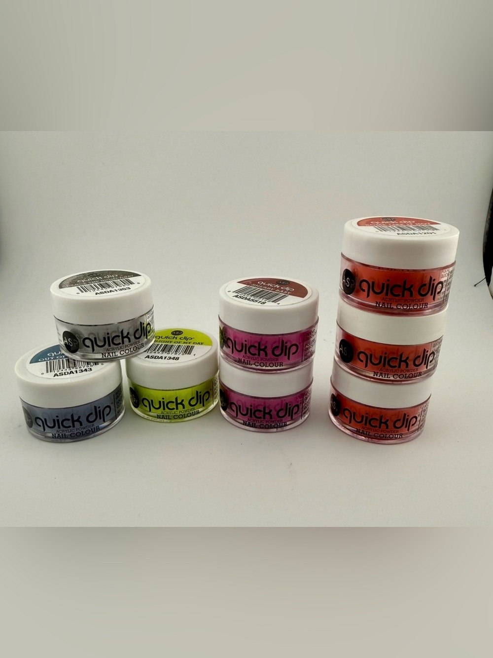 ASP Acrylic Powder Quick Dip Multicolor Nail Color Lot of 8